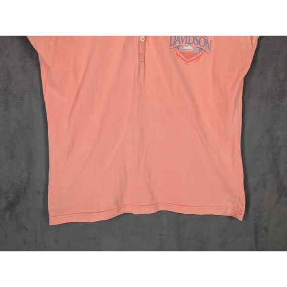 Vtg Harley Davidson Large Polo Pink Sleeveless Collared Biker Orlando FL - Picture 4 of 10